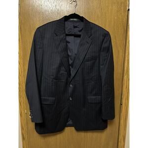 LRL Ralph Lauren Blazer Jacket 46L Vintage Navy Blue Pinstripe 100% Wool J23